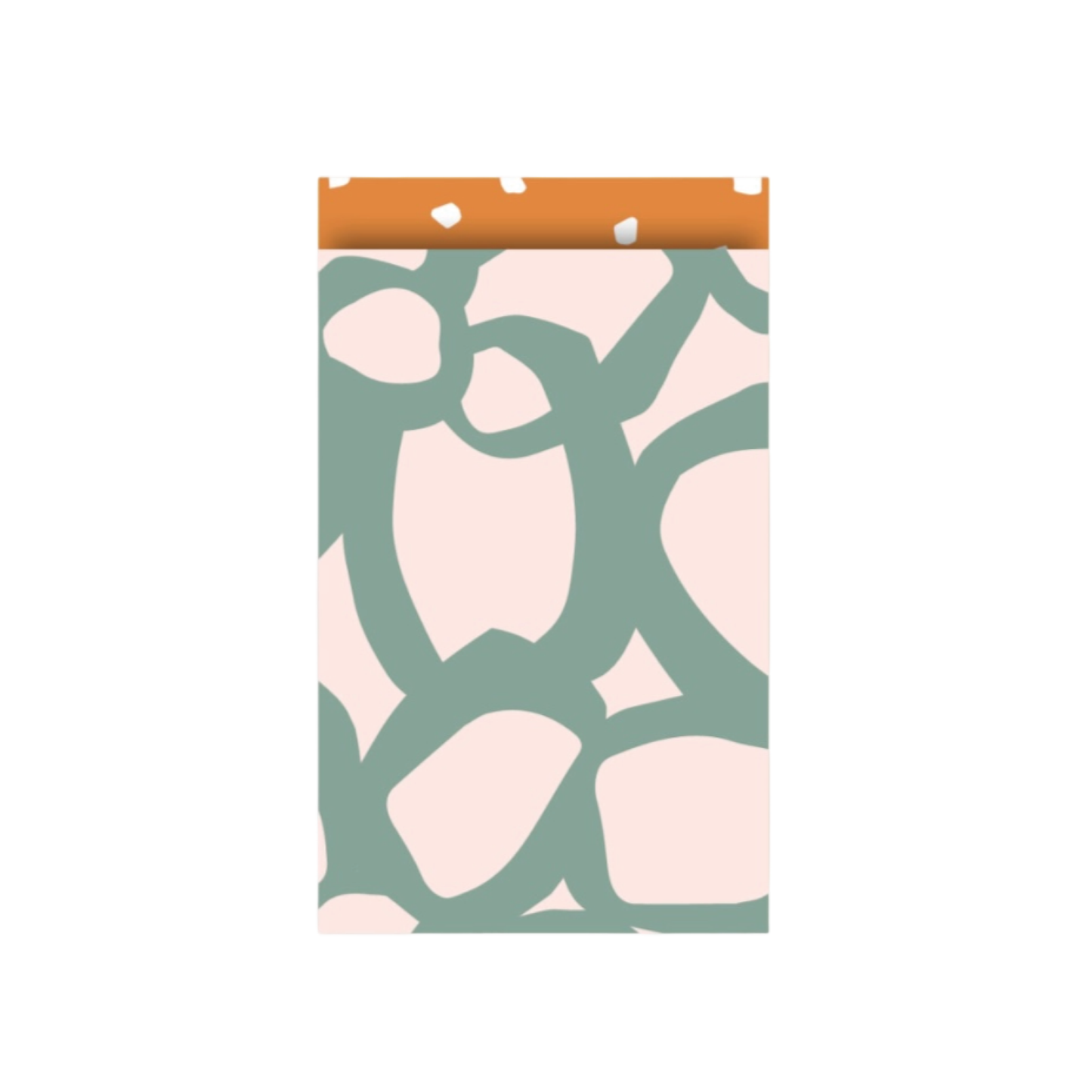 Geschenktüte aus Papier mit retro Blumenmuster in Rosa und Cyan