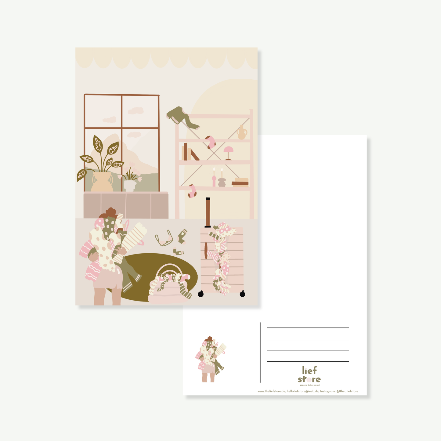 Postkarte zum Thema Packen für den Urlaub