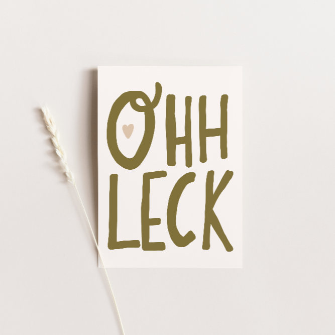 Ohh Leck Postkarte – Charmante Trierische Grußkarte mit handgezeichneter Schrift und Herz, humorvolles Design im DIN A6 Format