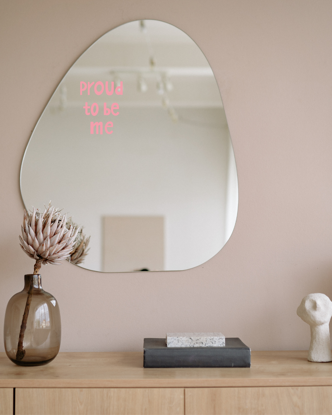 SPIEGELSTICKER PROUD TO BE ME I rosa oder weiß