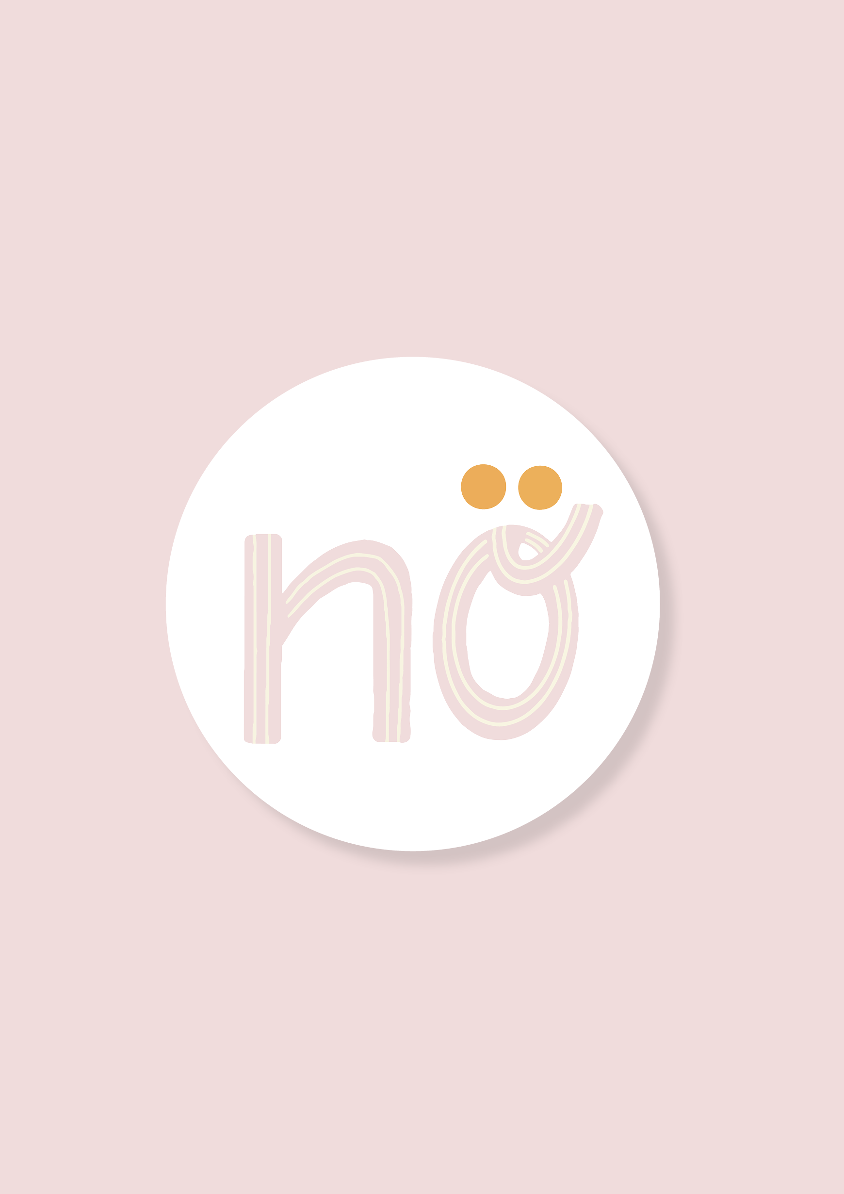 runder Sticker mit Nö Motiv in den Farben rosa, orange und weiß auf rosa Hintergrund.