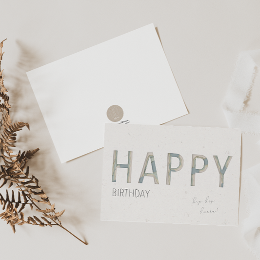 Postkarte ‚Happy Birthday‘ – Moderne und reduzierte Design-Geburtstagskarte, handgefertigt und stilvoll